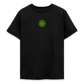 Explosion de dégradé vert Mandala Energy - T-shirt Ado - noir - Devant - AI Model Teenager Male light (155cm)