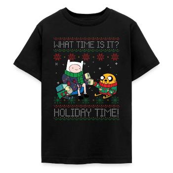 Adventure Time What Time Is It? Holiday Time! - Teenager T-Shirt - Schwarz - Vorne - AI Model Teenager Male light (155cm)