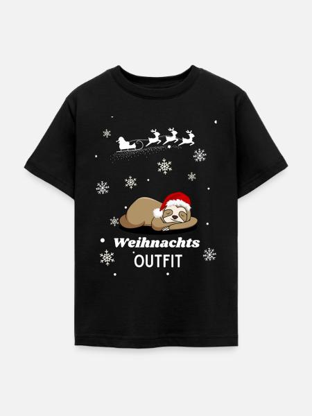 Weihnachts OUTFIT Faultier - Teenager T-Shirt - Schwarz
