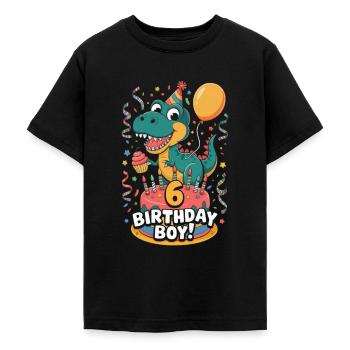 Dinosaurier 6.Geburtstag Geburtstagsjunge 6 - Teenager T-Shirt - Schwarz - Vorne - AI Model Teenager Male light (155cm)