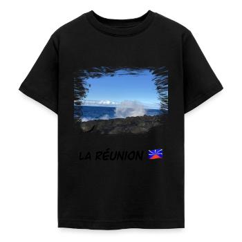 Paysage de l’île de la Réunion - T-shirt Ado - noir - Devant - AI Model Teenager Male light (155cm)