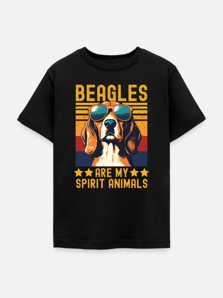 Beagle mit sonnenbrille retro - Teenager T-Shirt - Schwarz
