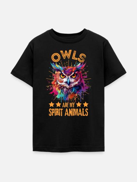 Bunte Eule - Teenager T-Shirt - Schwarz