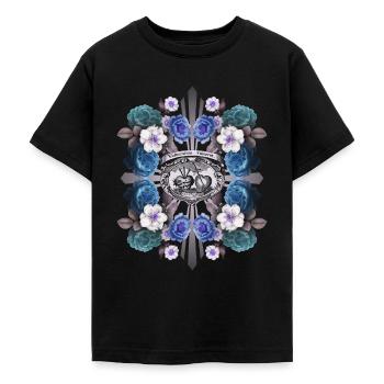 Sacred Heart of Jesus, Jesus Christ, Rose Decor - Teenage T-Shirt - black - Front - AI Model Teenager Male light (155cm)