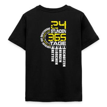 Feuerwehr - 24 Tage 365 Stunden - Teenager T-Shirt - Schwarz - Hinten - AI Model Teenager Male light (155cm)