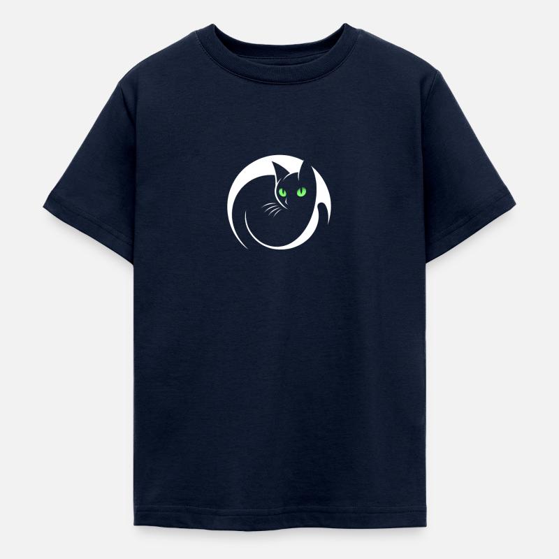 Chat noir élégant - T-shirt Ado - marine