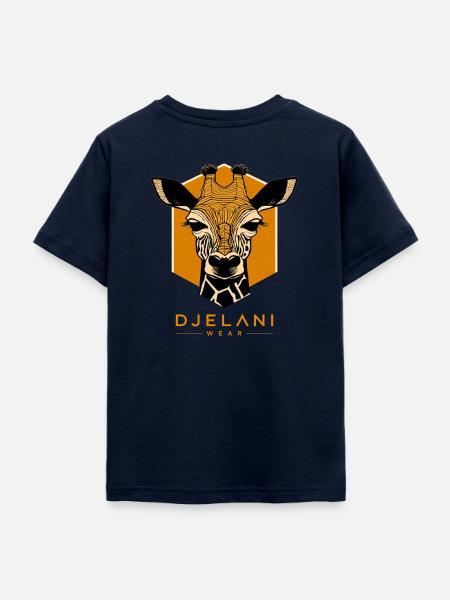 Geometrische Giraffe in Ocker - Teenager T-Shirt - Navy