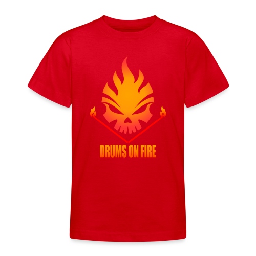 Drums on Fire Skull Totenkopf - Teenager T-Shirt