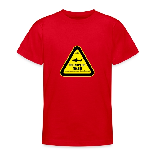 Varseltrekant: Helikoptertrasé m/Stopp støyen-logo - T-skjorte for tenåringer