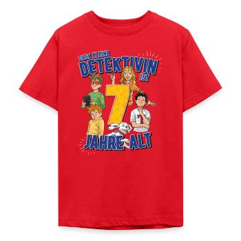 TKKG Junior 7. Geburtstag Sieben Gelb Geschenk - Teenager T-Shirt - Rot - Vorne - AI Model Teenager Male dark (155cm)