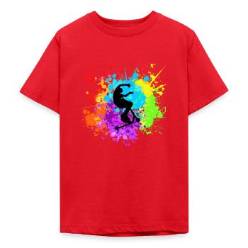 trottinette freestyle - T-shirt Ado - rouge - Devant - AI Model Teenager Male dark (155cm)