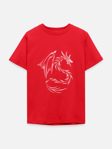 Dotwork Dragon - Teenager T-Shirt - Rot