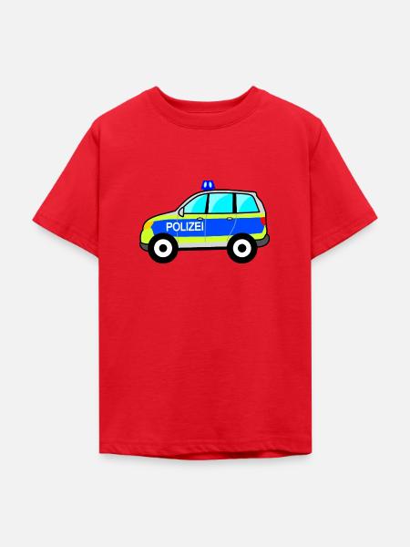 Polizeiauto, Polizei, deutsche Polizei, Blaulicht - Teenager T-Shirt - Rot