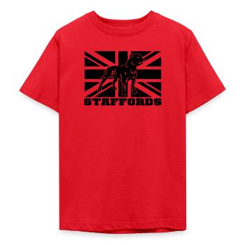 staffords flag3 - T-shirt Ado - rouge - Devant - AI Model Teenager Male dark (155cm)