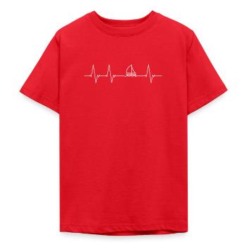 Herzschlag für Segeln (weiß) - Teenager T-Shirt - Rot - Vorne - AI Model Teenager Male dark (155cm)