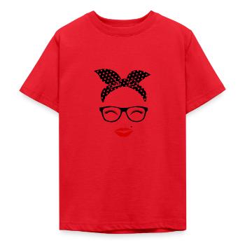 Cooler Frauen Kopf mit Bandana & Brille - Teenager T-Shirt - Rot - Vorne - AI Model Teenager Male dark (155cm)