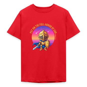 L’armure complète de Dieu - T-shirt Ado - rouge - Devant - AI Model Teenager Male dark (155cm)