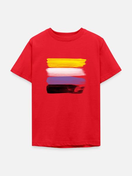 Non-Binary Pride Strokes - Teenager T-Shirt - Rot