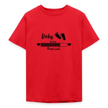 Baby Loading, Please Wait - T-shirt Ado - rouge - Devant - AI Model Teenager Male dark (155cm)