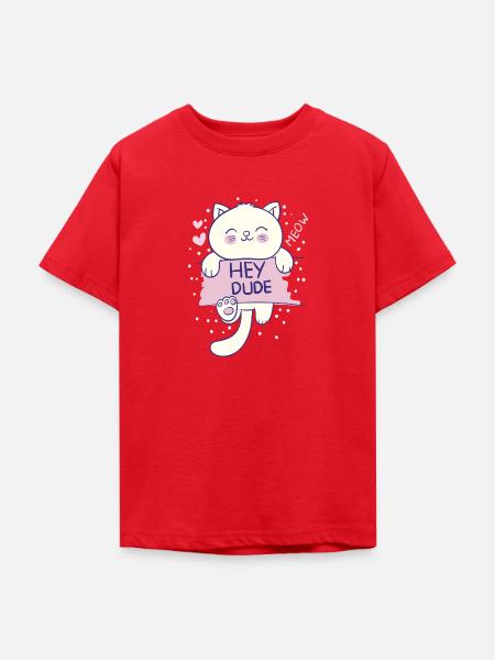 MEOW HEY DUDE - Teenager T-Shirt - Rot