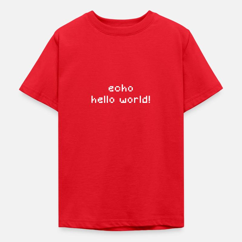 ITler - echo hello world - CLI CMD - T-shirt Ado - rouge