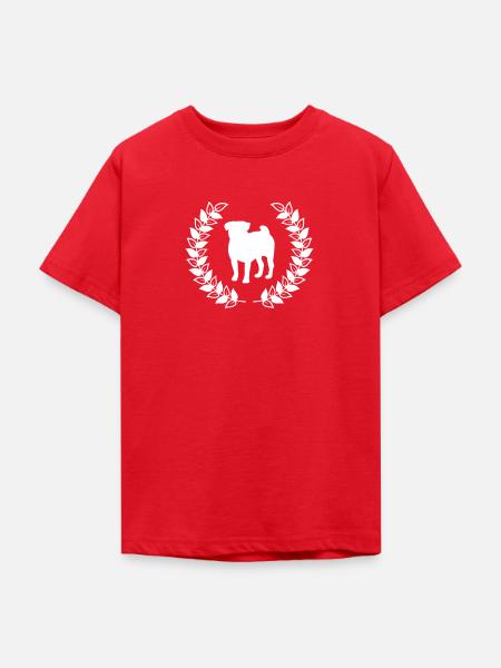Mops Lorbeerkranz - Teenager T-Shirt - Rot