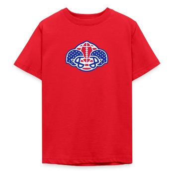 American Football (USA Design) - Teenager T-Shirt - Rot - Vorne - AI Model Teenager Male dark (155cm)