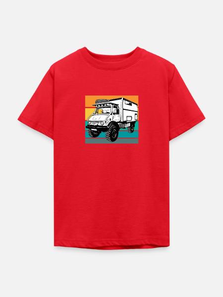 Camping - Unimog - Sonnenuntergang - Oldtimer - Teenager T-Shirt - Rot
