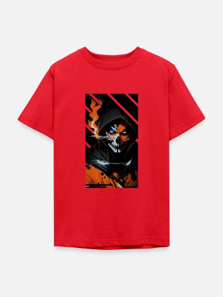Feuriger Totenkopf-Wächter - Teenager T-Shirt - Rot
