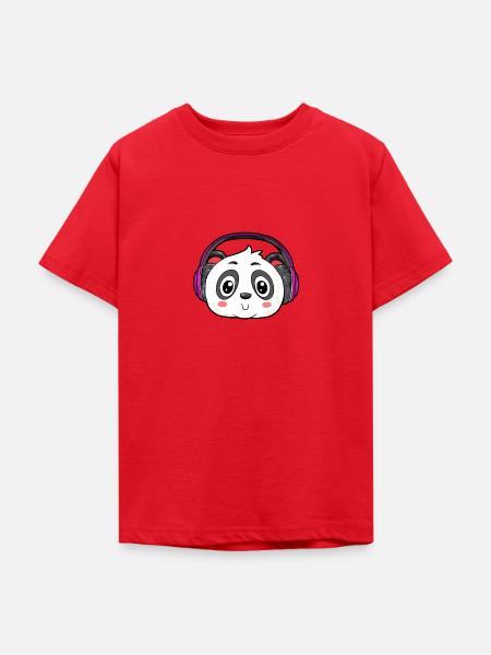 Panda mit Kopfhörer - Teenager T-Shirt - Rot