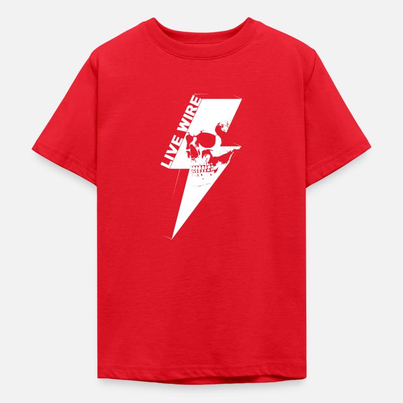 live wire skull white - T-shirt Ado - rouge