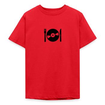 Vinyl - T-shirt Ado - rouge - Devant - AI Model Teenager Male dark (155cm)