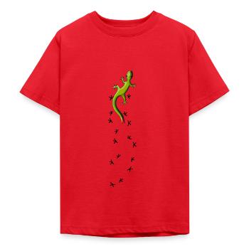 Gecko mit Spuren klettern krabbeln cooles Geschenk - Teenager T-Shirt - Rot - Vorne - AI Model Teenager Male dark (155cm)