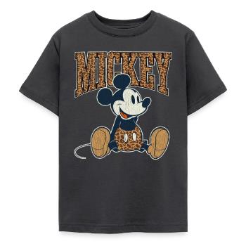 Mickey & Minnie Sitzender Mickey Im Leopardenlook  - Teenager T-Shirt - Dunkelgrau - Vorne - AI Model Teenager Male light (155cm)