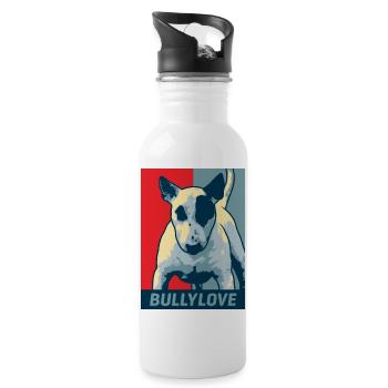 Bullterrier - Trinkflasche mit integriertem Trinkhalm - Weiß - Rechts