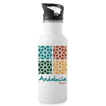 Andalusian Tiles 5 - Water bottle with straw - white - Right