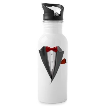 Tuxedo Tie Designs Tux red - Trinkflasche mit integriertem Trinkhalm - Weiß - Rechts