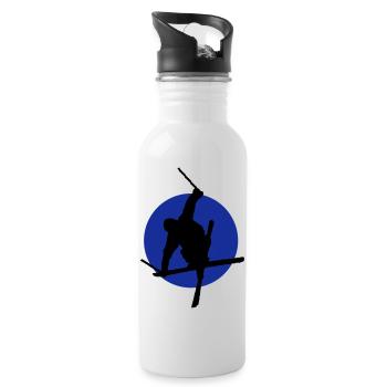 Ski Freestyler Symbol - Trinkflasche mit integriertem Trinkhalm - Weiß - Rechts