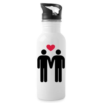 Gay Love - Water bottle with straw - white - Right