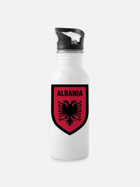 003 Albania - Water bottle with straw - white