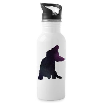 French Bulldog - Trinkflasche mit integriertem Trinkhalm - Weiß - Rechts