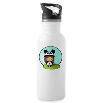 Panda fille! - Gourde avec paille intégrée - blanc - Droite