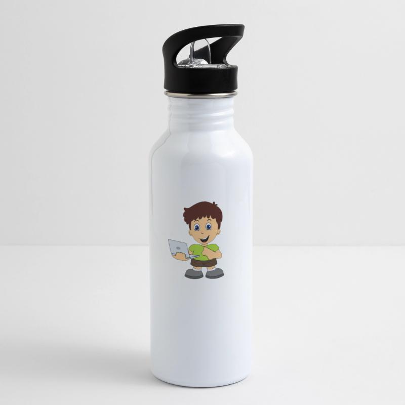 Computer Nerd Internet Trinkflasche mit integriertem Trinkhalm