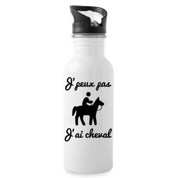 j'peux pas j'ai cheval - équitation - chevaux - Gourde avec paille intégrée - blanc - Droite