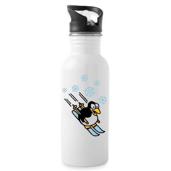 pinguin_ski_022011_h_3c - Water bottle with straw - white - Right