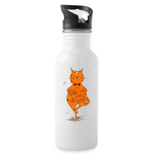 yoga cat - Trinkflasche mit integriertem Trinkhalm