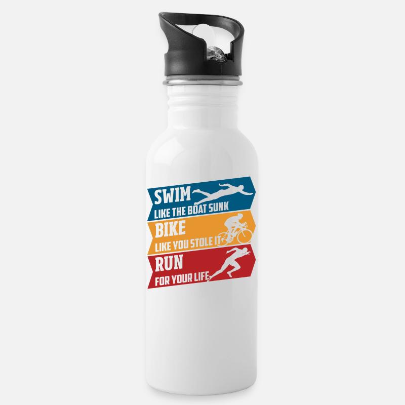 Natation - vélo - course - Gourde avec paille intégrée - blanc