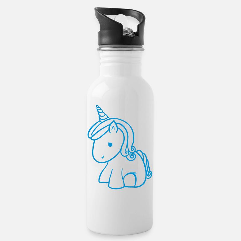 licorne - Gourde avec paille intégrée - blanc