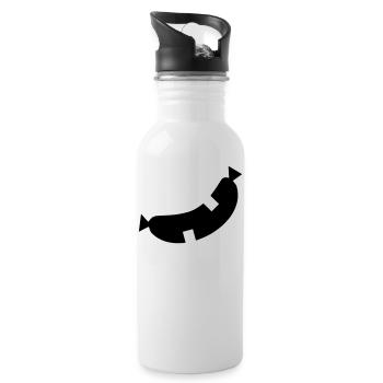 Glückliche Wurst - Trinkflasche mit integriertem Trinkhalm - Weiß - Rechts