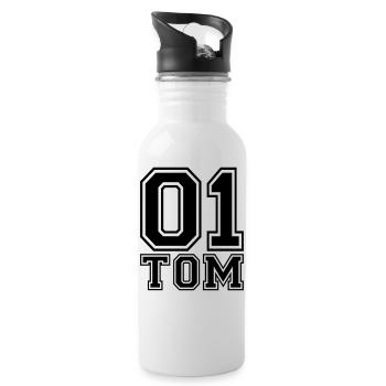 Tom - Name - Water bottle with straw - white - Right